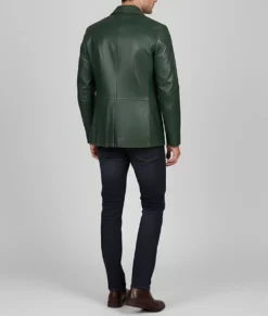 Dean Men's Green Vintage Leather Blazer - Men's Green Leather Blazer-2