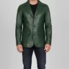 Dean Men's Green Vintage Leather Blazer - Men's Green Leather Blazer-4