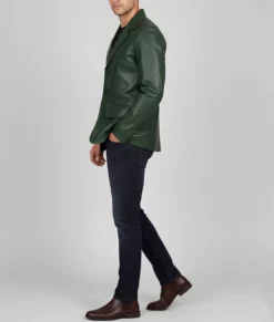 Dean Men's Green Vintage Leather Blazer - Men's Green Leather Blazer-6
