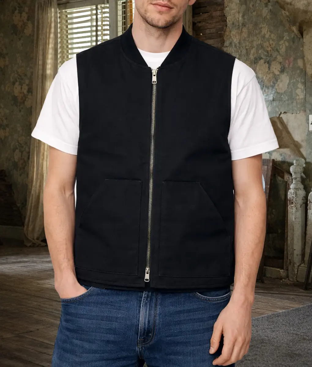 Josh O'Connor Disclosure Day Black Cotton Vest | NYC Jackets