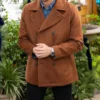 Finding Mr Christmas Jonathan Bennett Brown Peacoat-Front