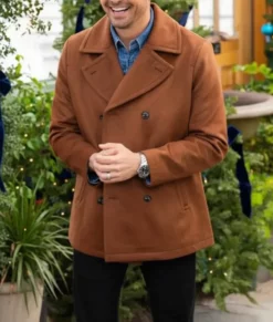 Finding Mr Christmas Jonathan Bennett Brown Peacoat-Front