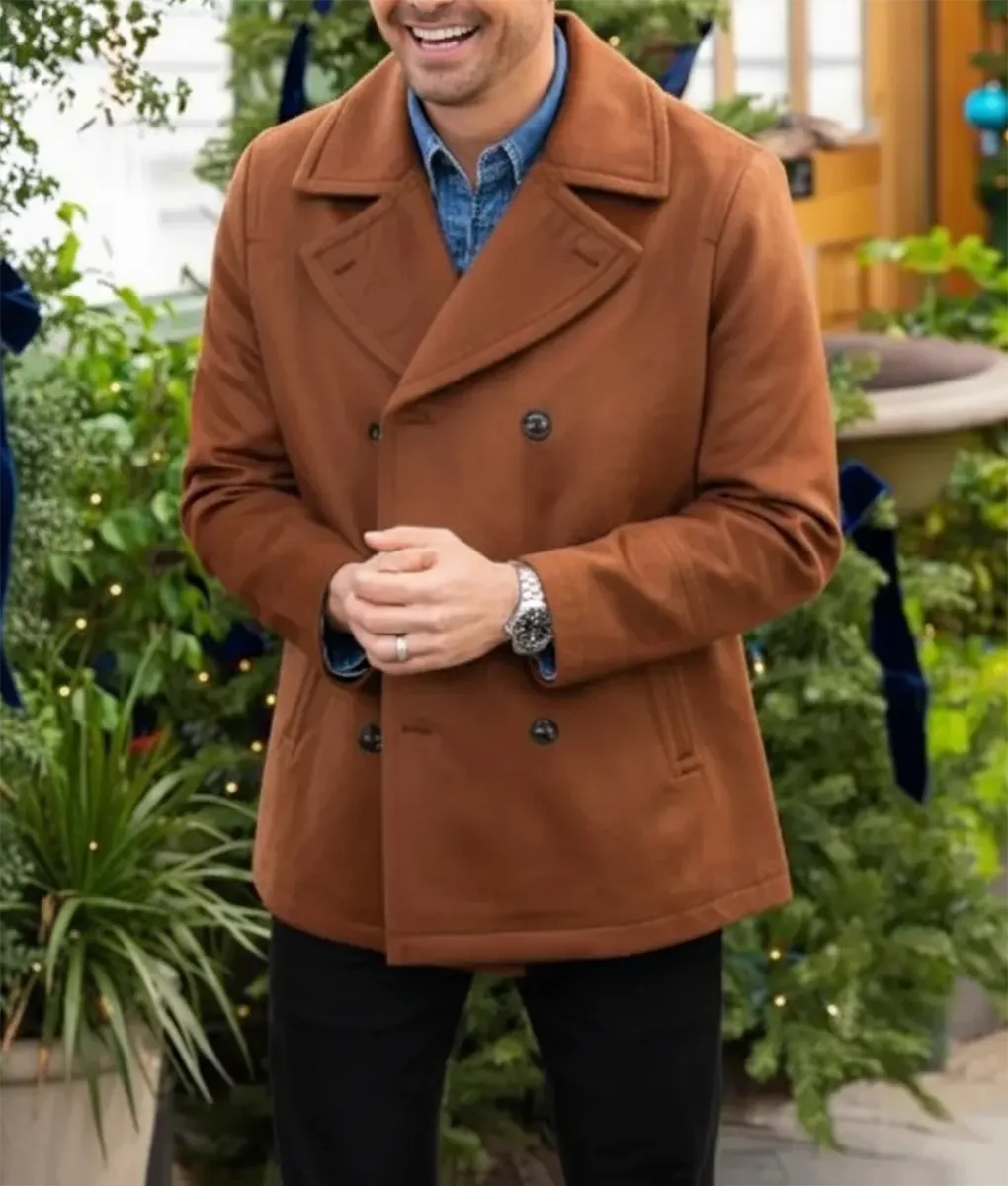Finding Mr Christmas Jonathan Bennett Brown Peacoat-Front