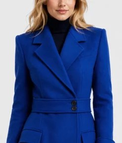 Kate Middleton Royal Blue Wool Coat-Zoom