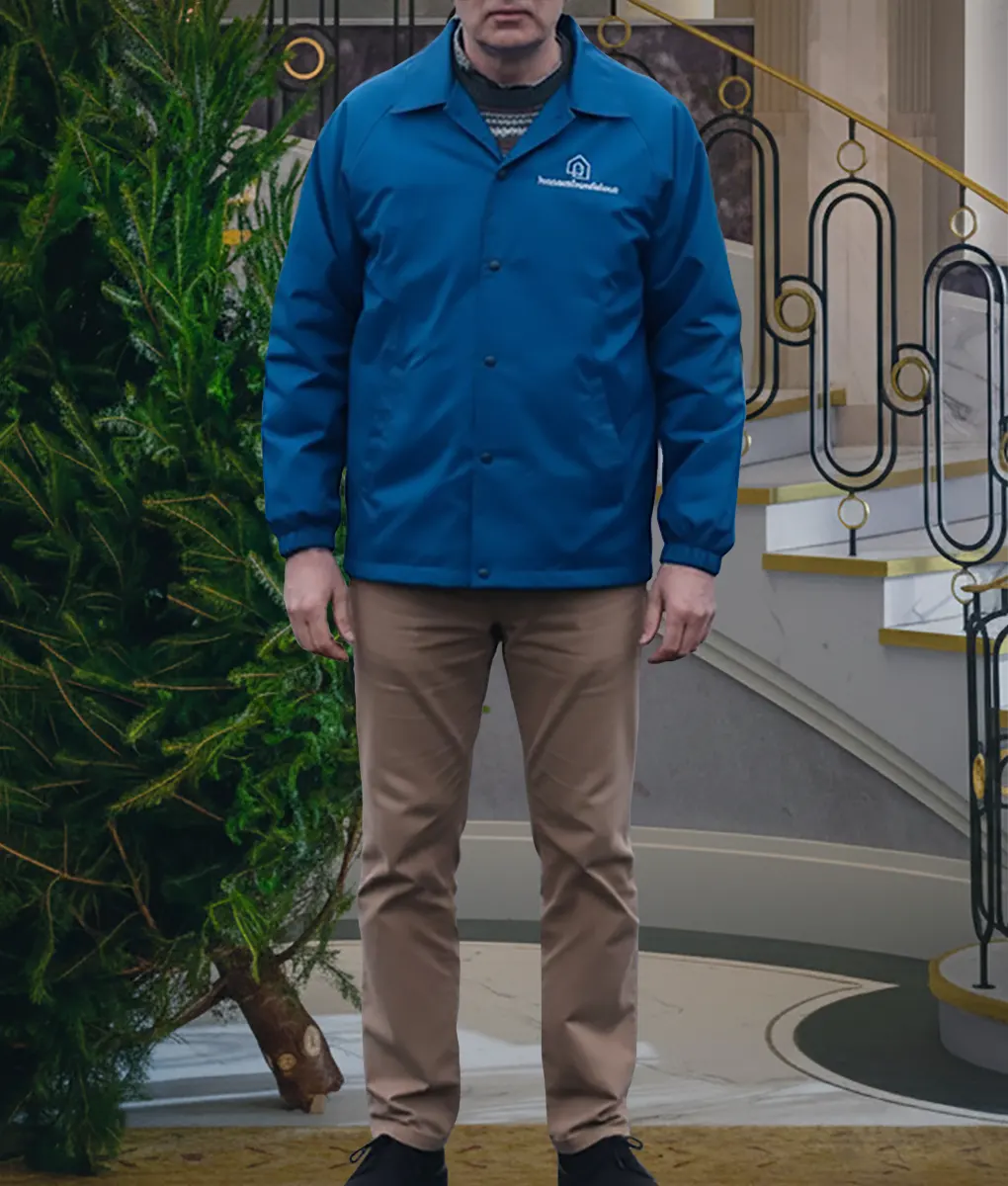 Man vs Baby Rowan Atkinson Blue Jacket-Front