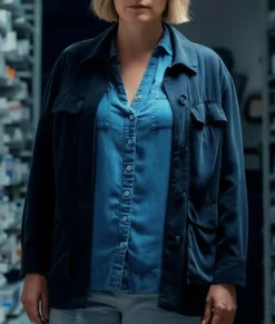 Pluribus Rhea Seehorn Blue Cotton Jacket-Front