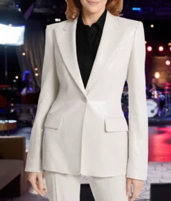 Reba McEntire White Sequin Blazer-Front