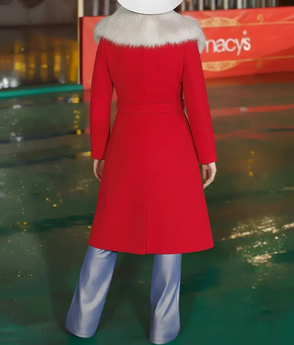 Thanksgiving Day Parade Lainey Wilson Red Wool Coat-Back