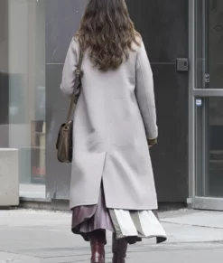 The Copenhagen Test Melissa Barrera Double Breasted Grey Coat-Back
