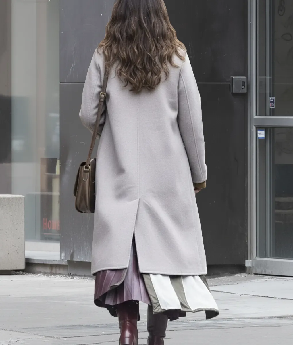 The Copenhagen Test Melissa Barrera Double Breasted Grey Coat-Back