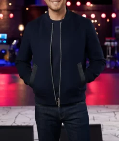 The Voice Michael Bublé Navy Blue Bomber Jacket-Front