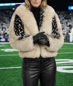 Broadcaster Erin Andrews Fur Jacket-Front