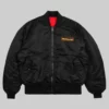Daft Punk Black Satin Bomber Jacket-Front