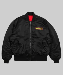 Daft Punk Black Satin Bomber Jacket-Front