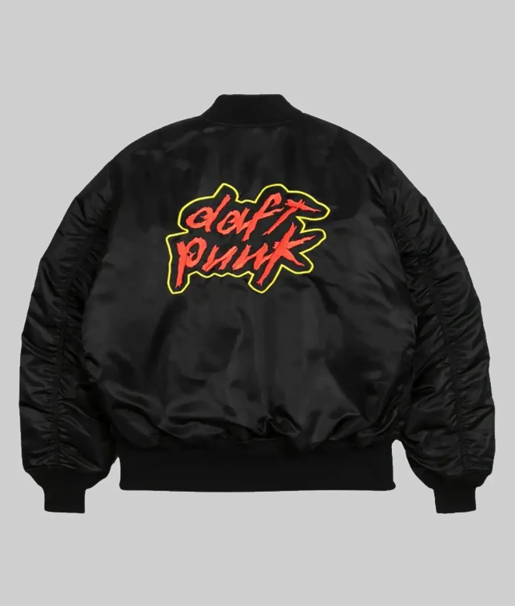Daft Punk Black Satin Bomber Jacket-Back