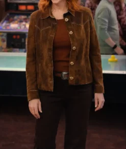 Happy's Place S01 Reba McEntire Brown Suede Jacket-Front