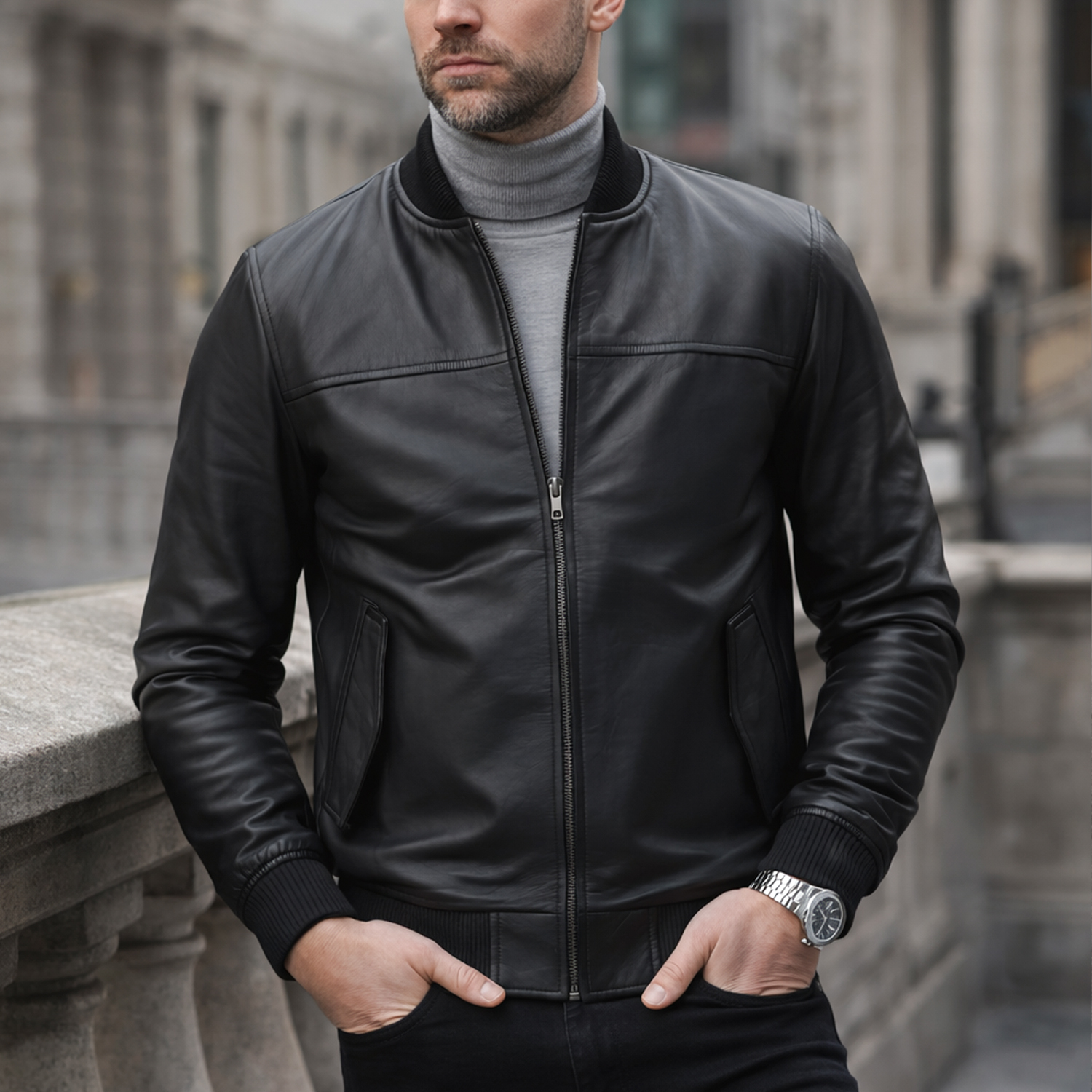 Men's Leather Bomber Jackets