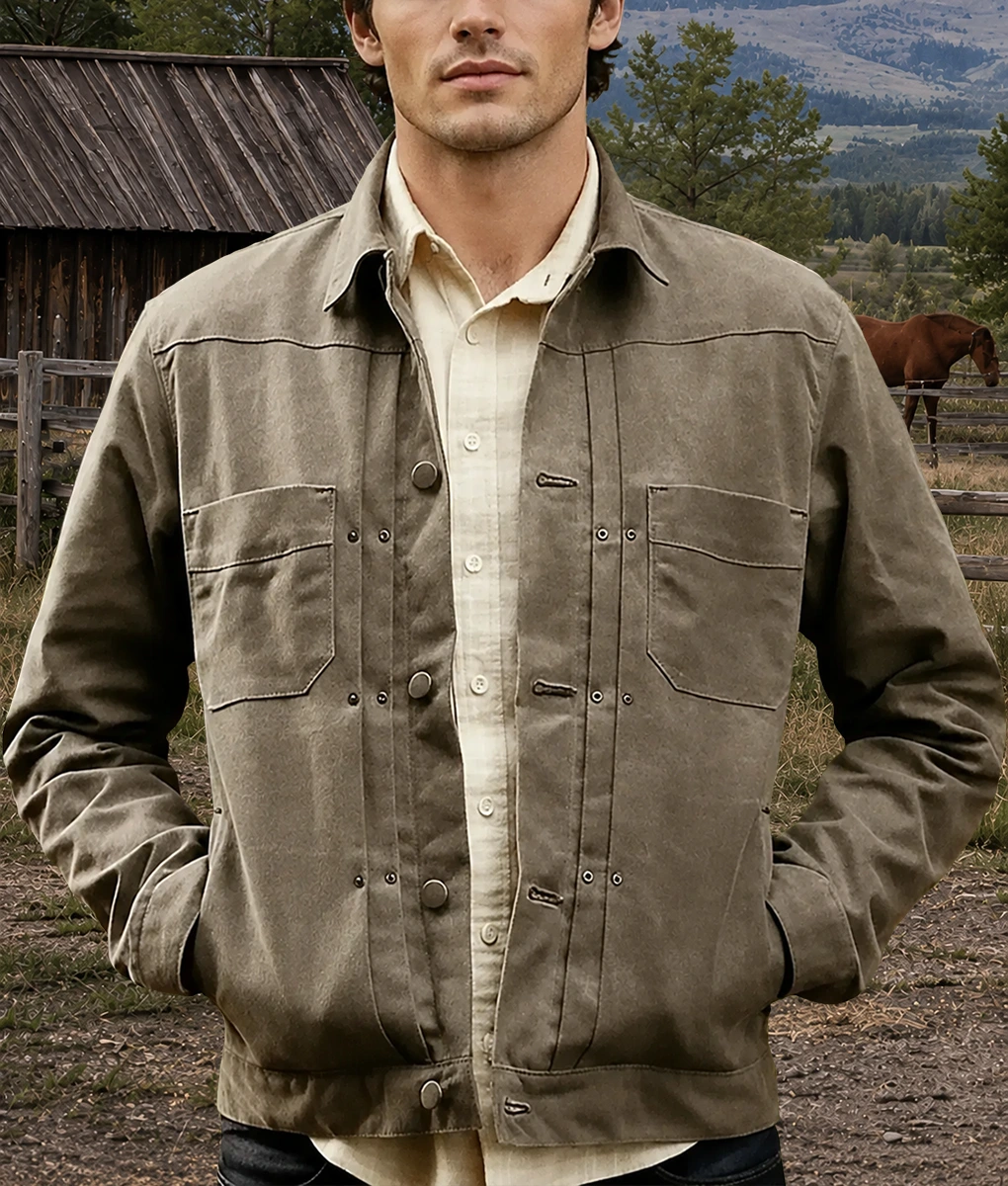 Marshals Luke Grimes Brown Jacket-Front