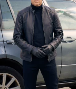 Memory of a Killer Patrick Dempsey Black Leather Jacket-Front