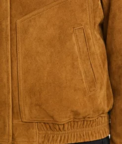 Chloe Women's Brown Suede Leather Bomber Jacket-Zoom