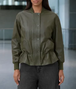 Relationship Goals Kelly Rowland Green Leather Jacket-Front