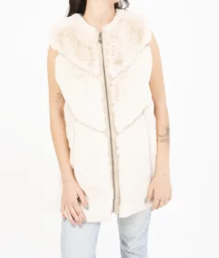Adrianna Women's Beige Fur Vest-Front