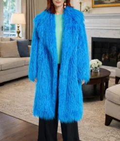 Elsbeth S03 Carrie Preston Blue Fur Coat-Front