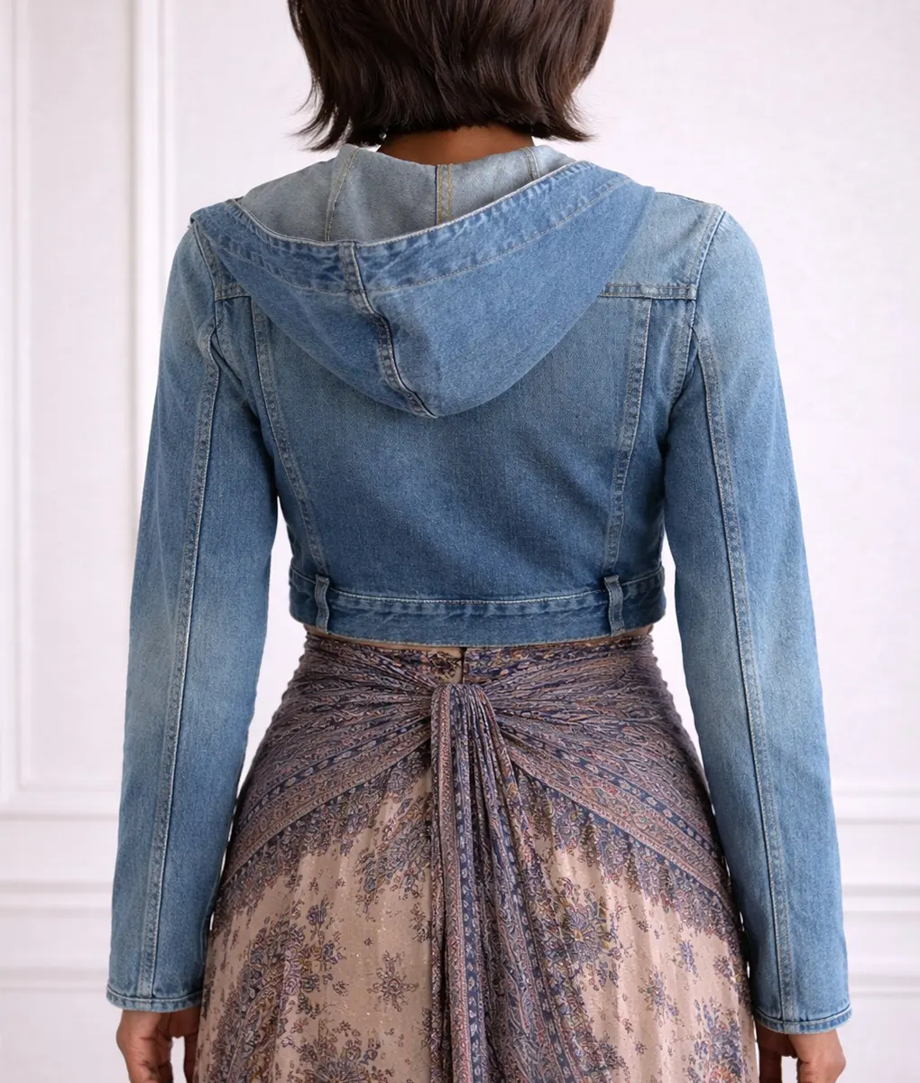 Imperfect Women Kerry Washington Denim Hooded Jacket-Back