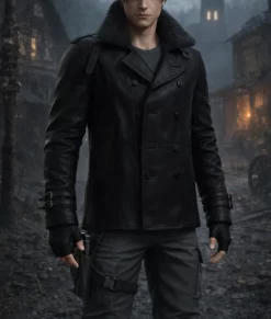 Resident Evil 9 Leon Kennedy Black Leather Jacket-Front