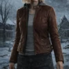 Resident Evil Grace Ashcroft Brown Leather Jacket-Front