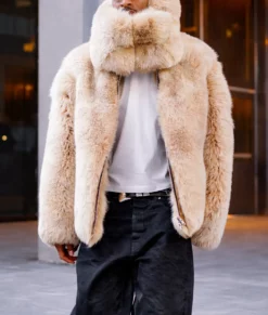 Shai Gilgeous Alexander Brown Fur Jacket-Front