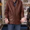 Yes Man Jim Carrey Brown Leather Jacket-Front