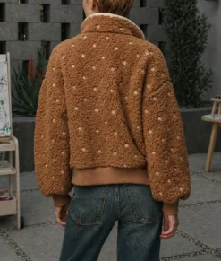 Beef S02 Carey Mulligan Brown Sherpa Jacket-Back