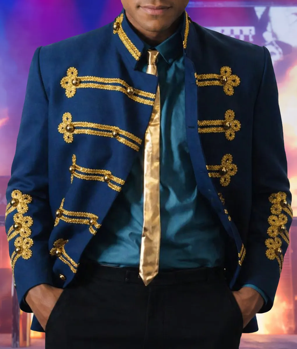 Michael Jaafar Jackson Blue Blazer-Front