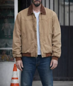 Outcome Keanu Reeves Brown Bomber Jacket-Front