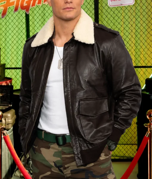 Cody Rhodes Street Fighter Guile Brown Leather Jacket | NYC Jackets