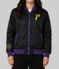 Goofy Powerline Black Bomber Jacket-Front