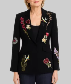 Hacks S05 Jean Smart Black Embellished Blazer-Front
