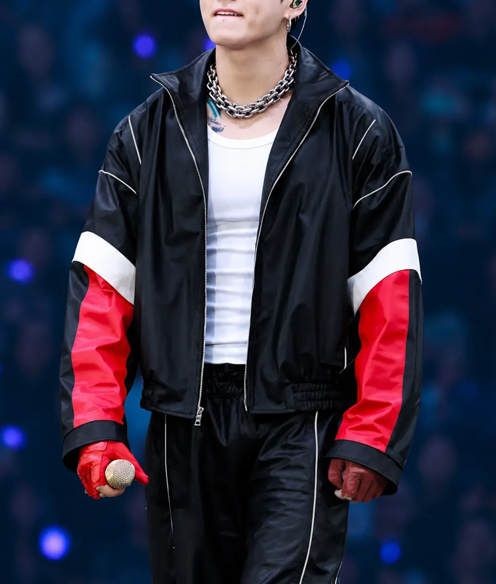 Jungkook Black Leather Bomber Jacket | NYC Jackets