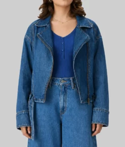 Off Campus Ella Bright Denim Jacket-Front