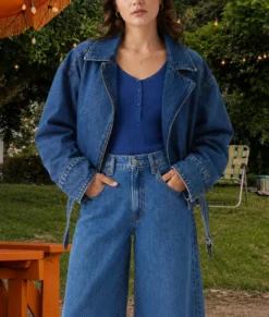 Off Campus Ella Bright Denim Jacket-Front