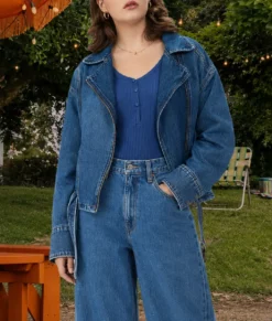 Off Campus Ella Bright Denim Jacket-Side