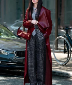 The Devil Wears Prada 2 Anne Hathaway Leather Coat-Front