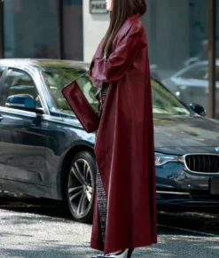 The Devil Wears Prada 2 Anne Hathaway Leather Coat-Side