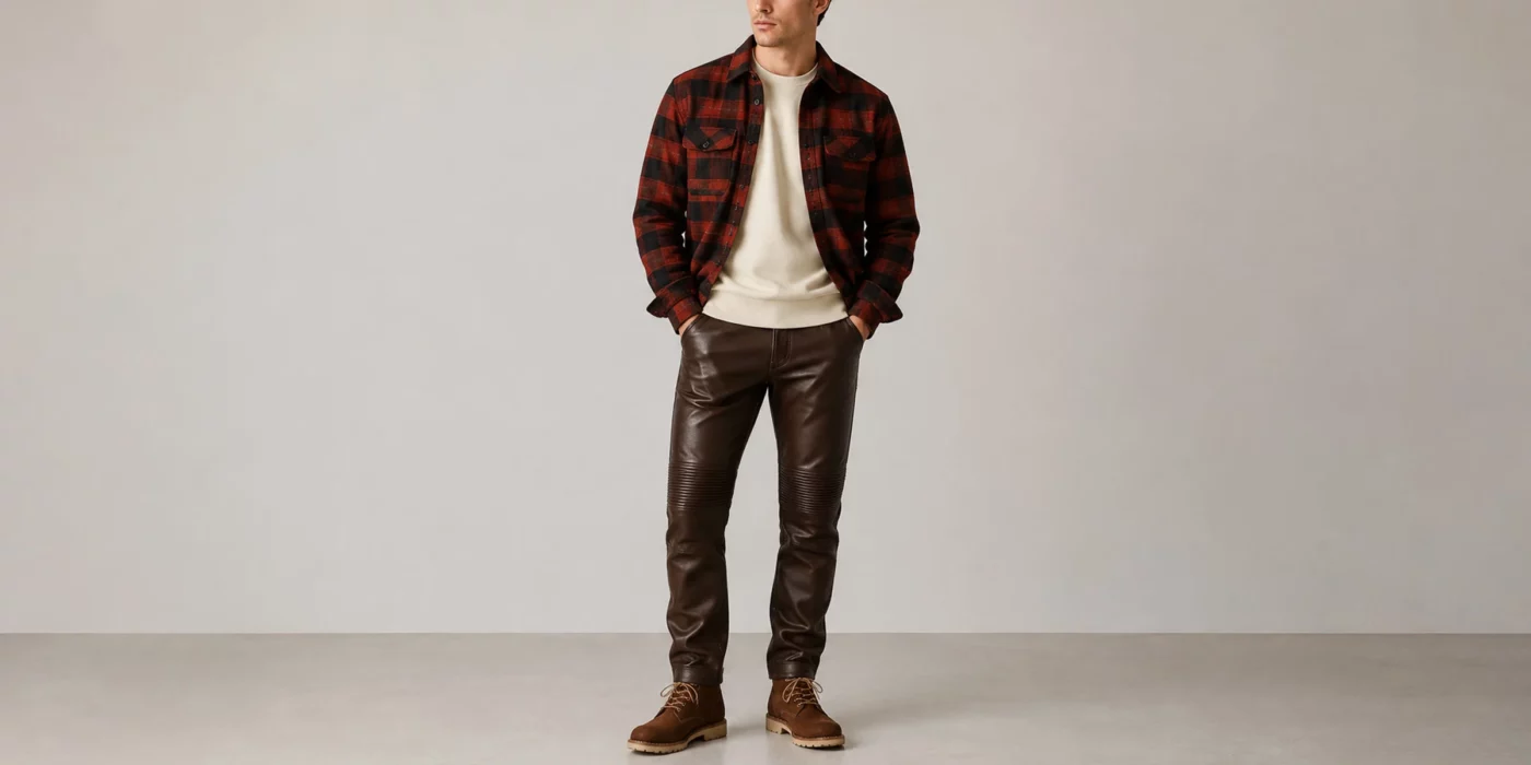 men's leather pants outfit