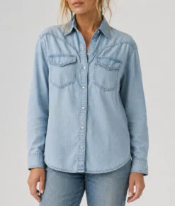 Dutton Ranch Kelly Reilly Denim Shirt-Front