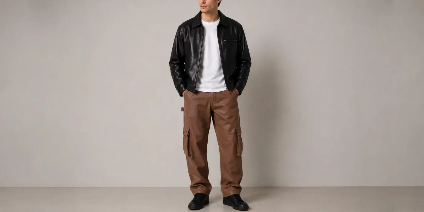 men's leather pants outfit