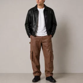 men's leather pants outfit