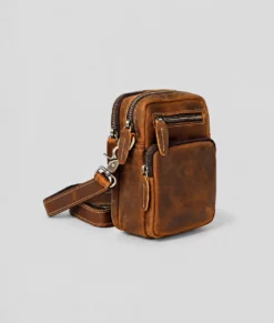 Men’s Vintage Brown Leather Crossbody Travel Bag