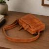 Men’s Vintage Tan Leather Crossbody Sling Bag